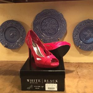 WHBM red patent leather heels